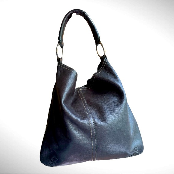 ▶️ Lucky Brand ◀️ Black Leather Shoulder Hobo Bag - Picture 1 of 16